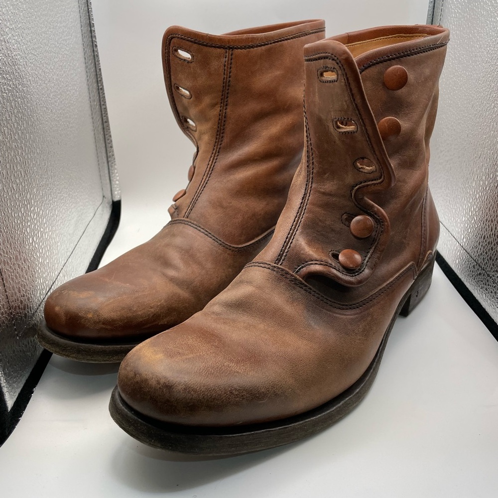 John Varvatos Distressed Tan Leather Boots